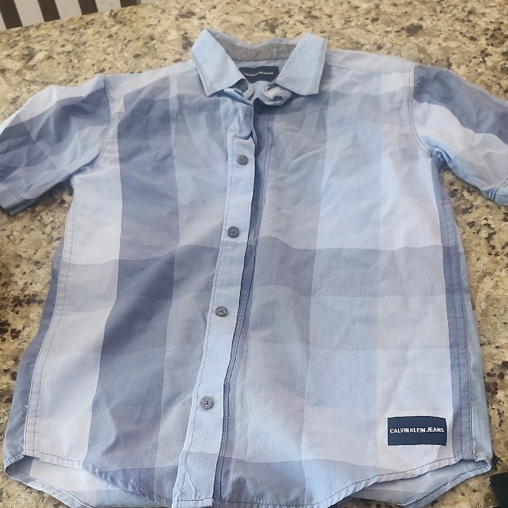 Calvin Klein Kids Light Blue Plaid Button-Down Shirt